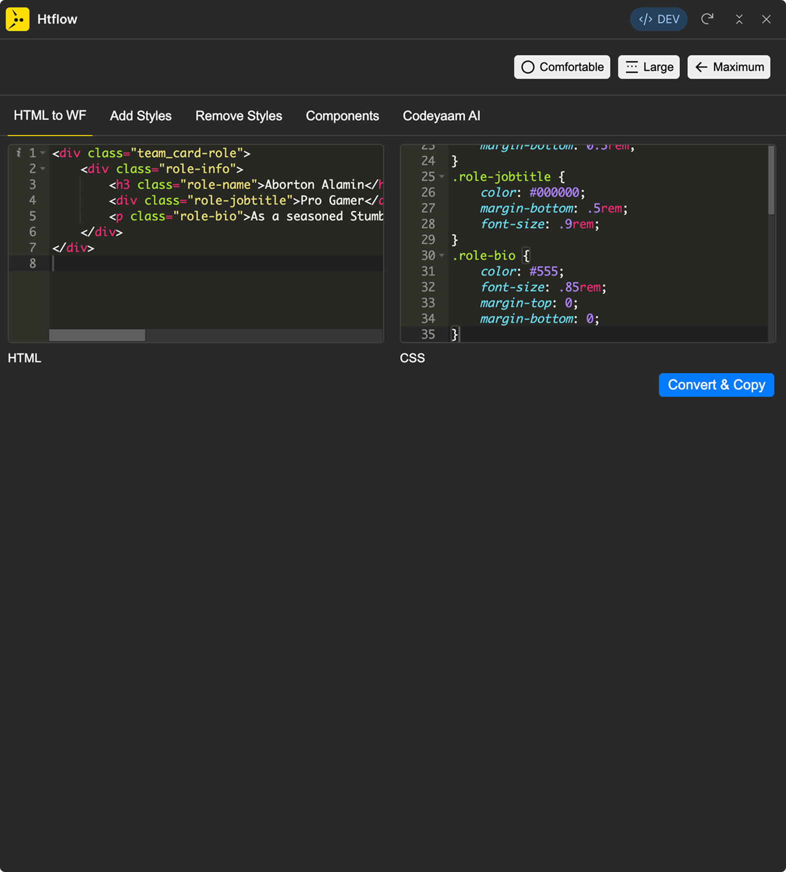 HTML Converter Interface